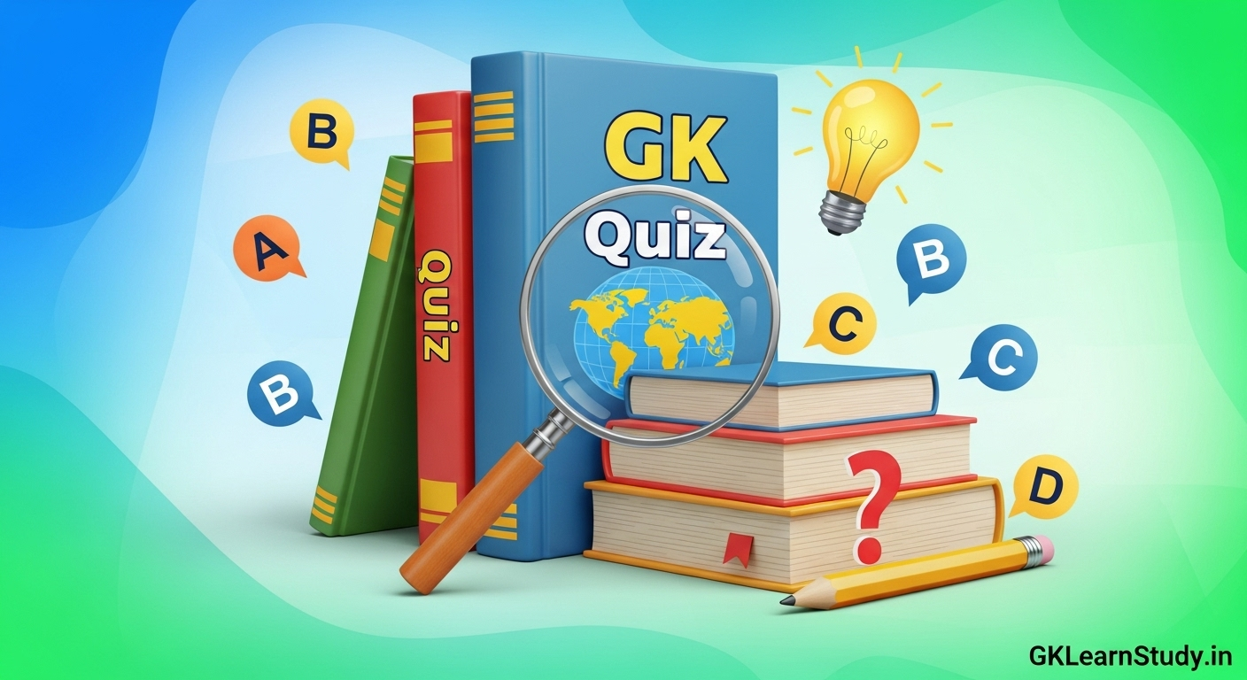 GK Quiz Hub banner showing trophies and question marks